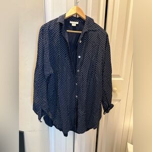 Lew Magram Collection Navy Polka Dot Blouse – Size M – Made in USA